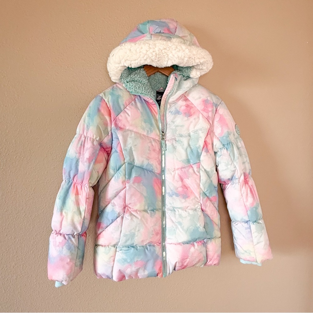ZeroXposur Kids Pastel Tie-Dye Plush Hooded Puffer Jacket 14-16